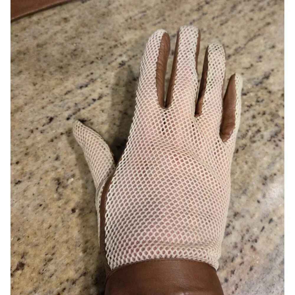 Vintage Womens Size M Leather Mesh Gloves